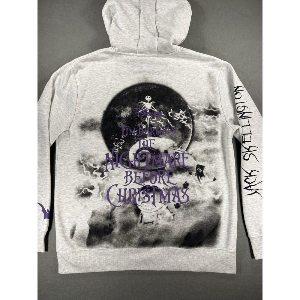 Disney The Nightmare Before Christmas Jack Skellington Zip Up Hoodie Gray Sz XXL